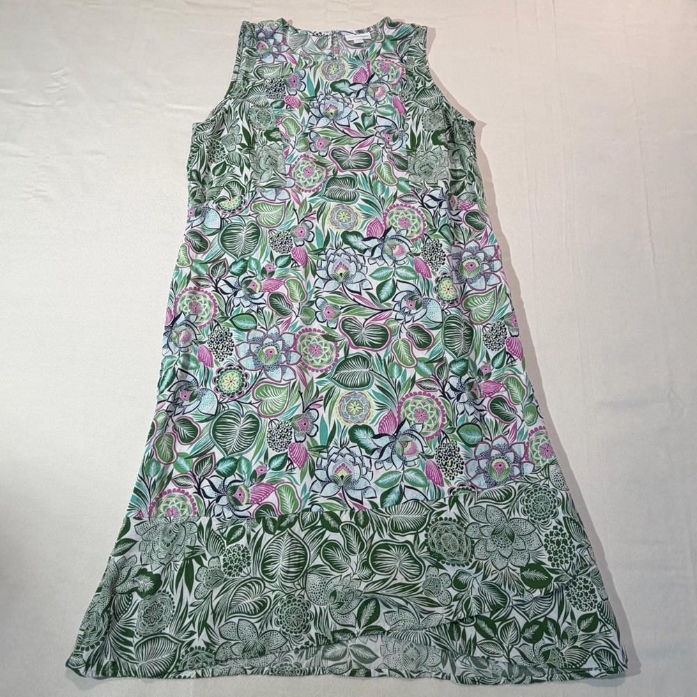 Jill‎ Floral Sleeveless Rayon Midi Dress Medium Green Purple Boho Casual